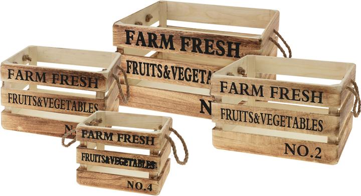 Actual product image Natura Punto Set of 4 wooden decorative boxes with rope handles