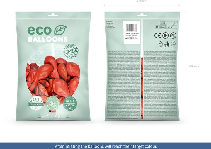 Image du produit Partydeco Eco Ballons 30cm pastel, corail (1 pkt / 100 pc.) (100 x)