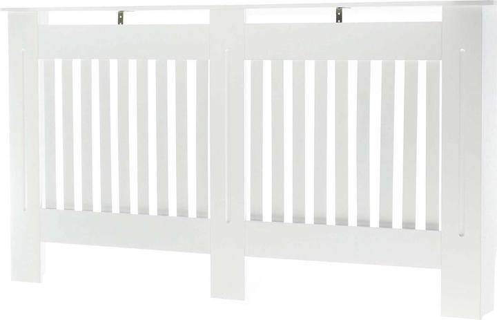Actual product image Toboli Radiator Cover 172x19x82cm Painted in White MDF Grid-pattern Heater Protection with Shelf