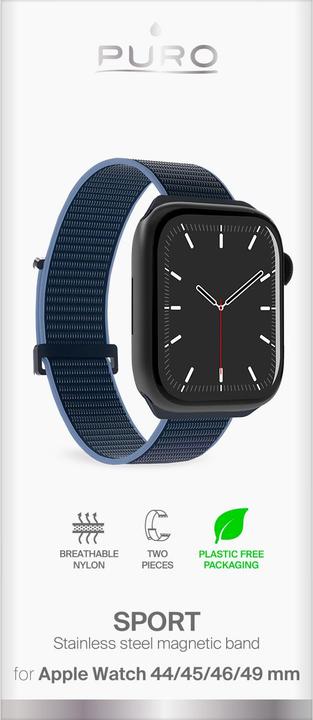 Actual product image Puro Nylon Sport - Pasek do Apple Watch 42/44/45/49 mm (Granatowy) (42 mm, 44 mm, 45 mm, 49 mm, Nylon, Metal)