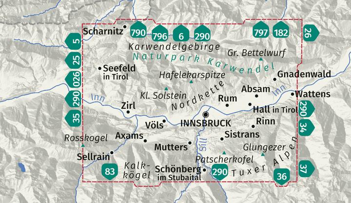Produktbild Wanderkarte 036 Innsbruck, Nordkette, Mittleres Inntal 1:35.000