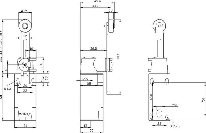 Image du produit Siemens Interrupteur de position, boîtier en plastique, EN50047, raccord d'appareil 31mm