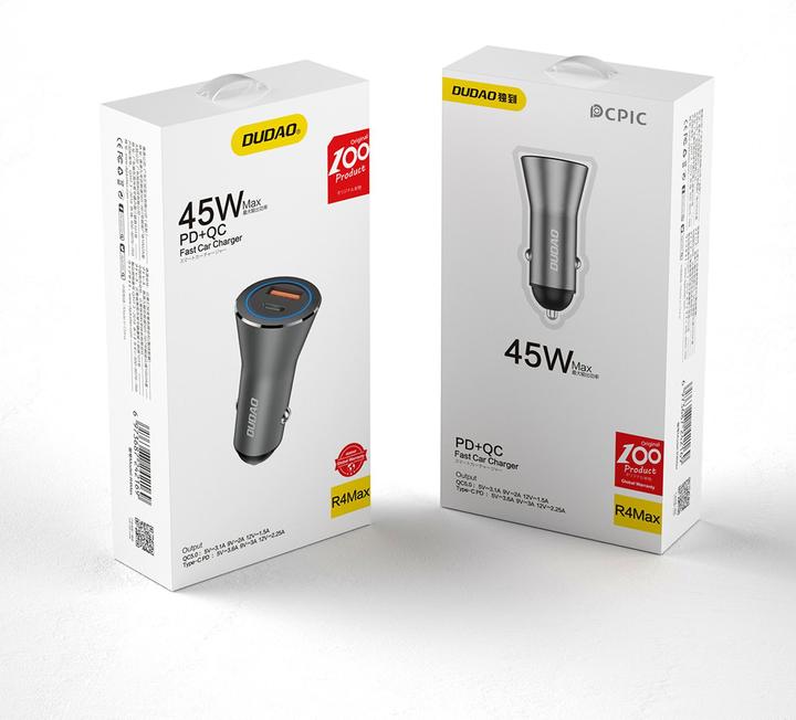 Actual product image Dudao Car Charger 45W PD + QC5.0 1xUSB+1XType C