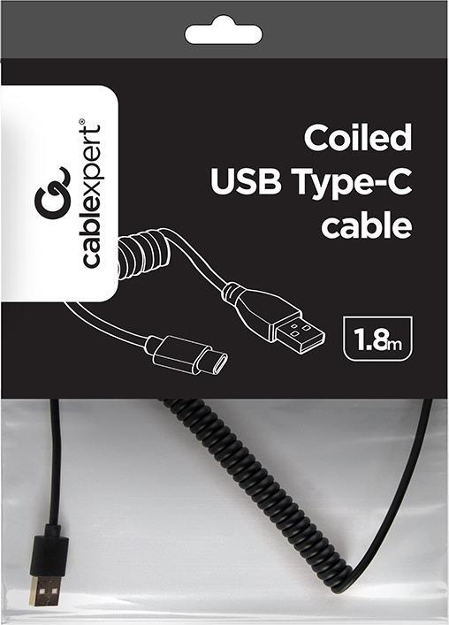 Actual product image Gembird CABLE USB2 TO USB-C COILED/1.8M CC-USB2C-AMCM-6 (1.80 m, USB 2.0)