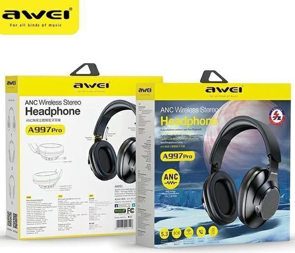 Produktbild Awei słuchawki nauszne A997 Pro ANC Bluetooth czarny/black (ANC, 24 h, Kabellos)