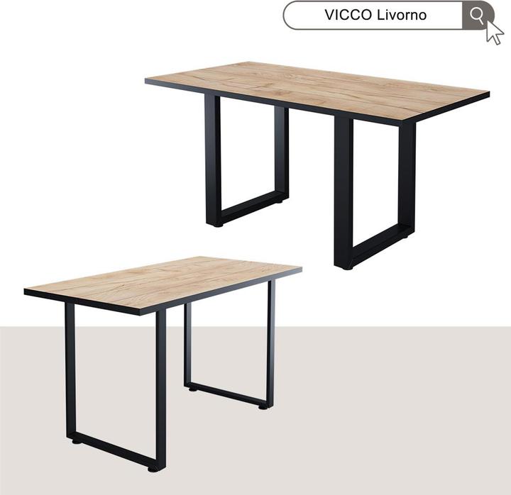 Immagine prodotto Vichy Esstisch Livorno, Schwarz/Goldkraft Eiche, 160 x 80 cm