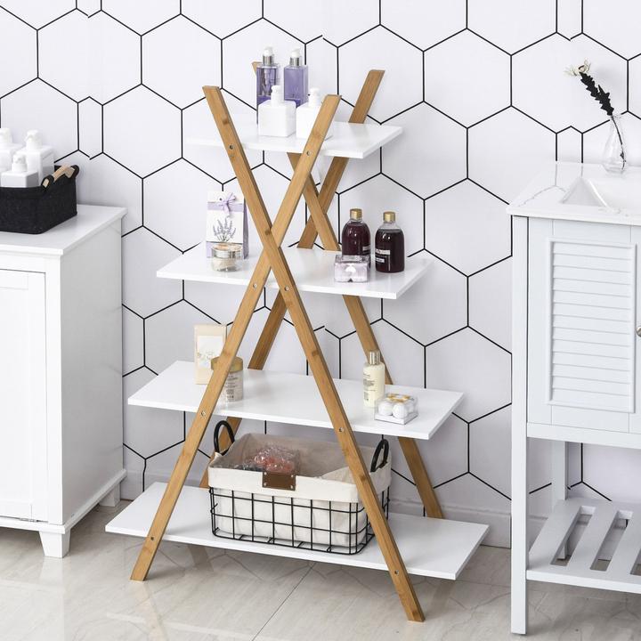 Actual product image Kleankin Bathroom shelf with 4 levels (80 x 33 x 109 cm)