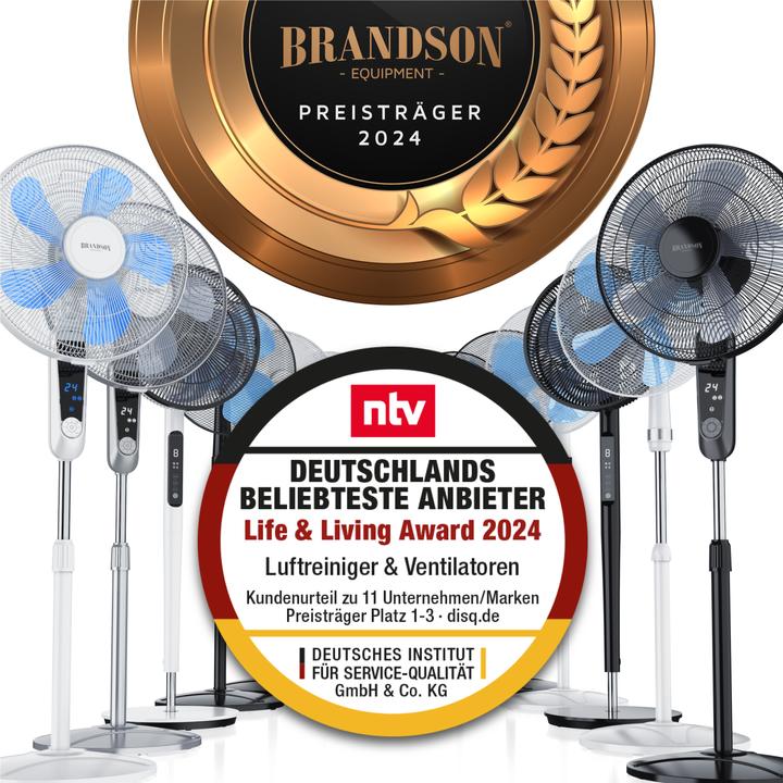 Produktbild Brandson Standventilator, DC Motor, Fernbedienung, energiesparend, Timer, leise, 80° Oszillation, 12 Stufen (56 dB)