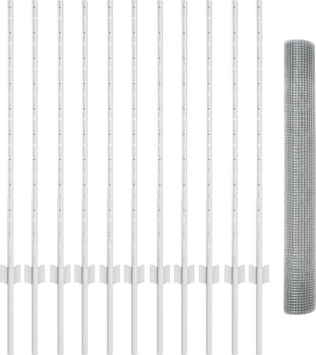 Produktbild VidaXL Hühnerdrahtzaun Set Set aus 2 Galvanisierter Stahl 25 x 1 m