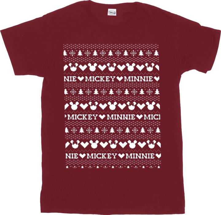 Disney Mickey And Minnie Christmas Fair Isle TShirt (S)