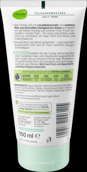 dm alverde Styling-Gel Bio-Lotusblüte, Bio-Violetter Reis (Haargel, 36 ml)