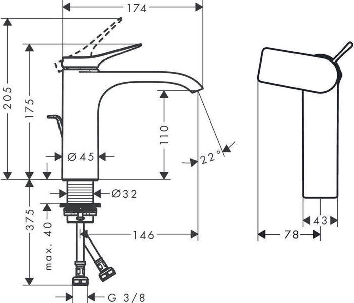 Image du produit hansgrohe HG EH-WT-MI 110 VIVENIS avec vidage à tirette chromé