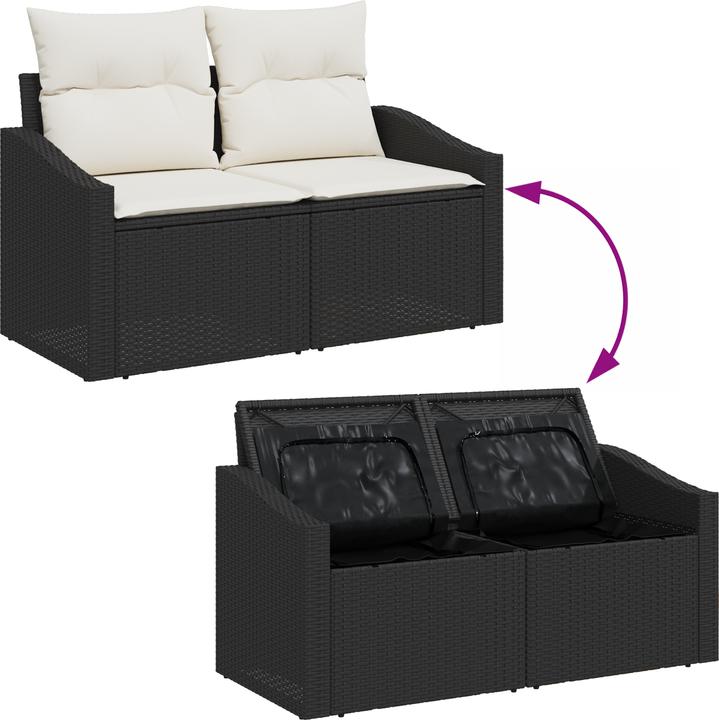 Produktbild VidaXL 10-teilige Garten-Sofa-Set mit Kissen Schwarz Poly Rattan Akazie