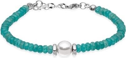 Trolli Troli - Gentle turquoise beaded bracelet with pearl VESB0712S-B (L)