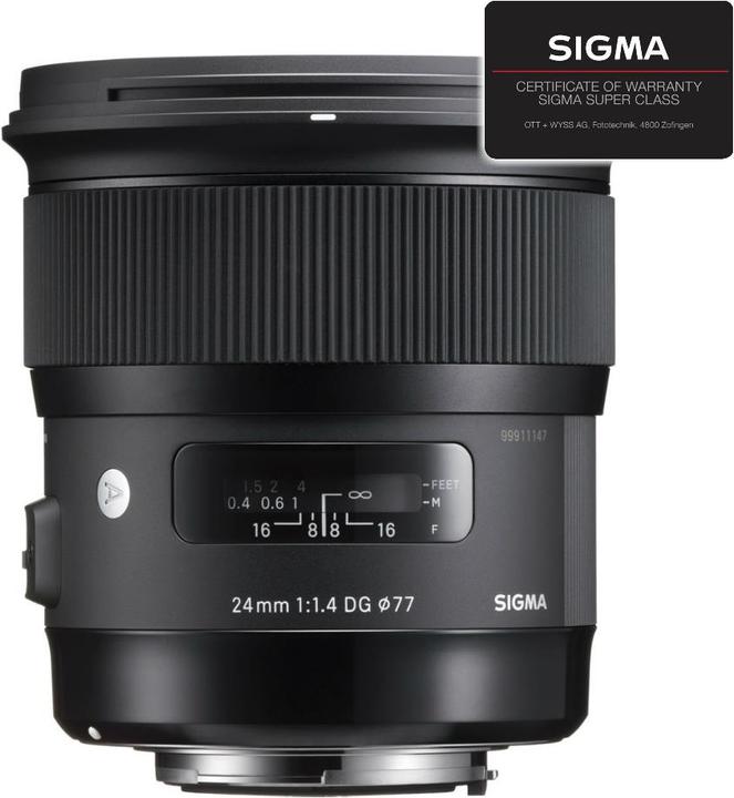 Image du produit Sigma 24mm, f/1.4 DG HSM ART, Canon EF (Canon EF, Canon EF-S, Plein format)