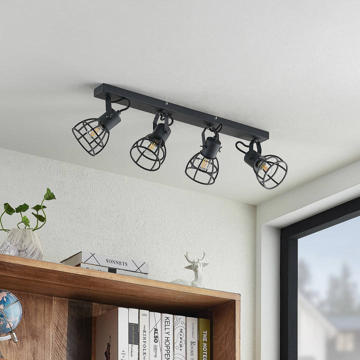 Actual product image Lindby Flintos cage spotlight, 4 flame, black (E14)
