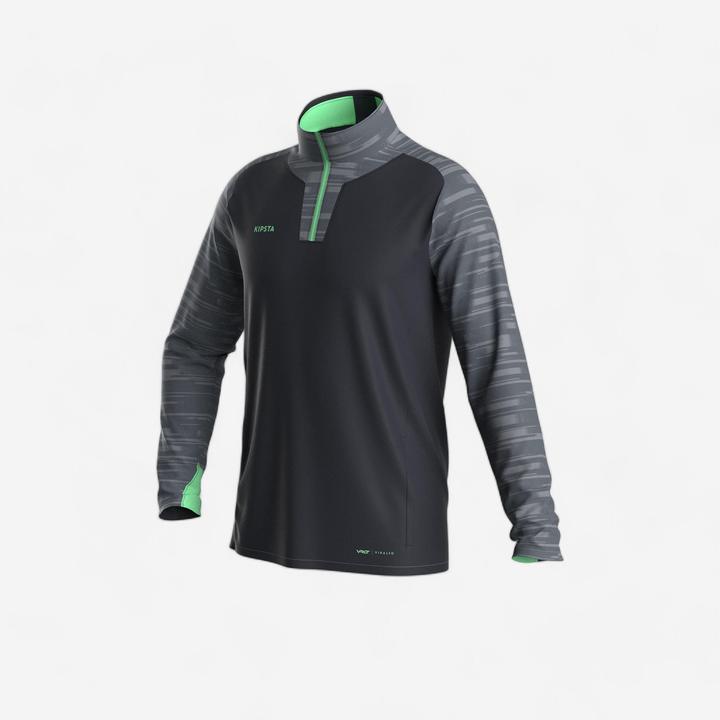 Image du produit Kipsta Sweatshirt 1/2 zip femme/homme de football - Viralto PXL gris/vert (M)