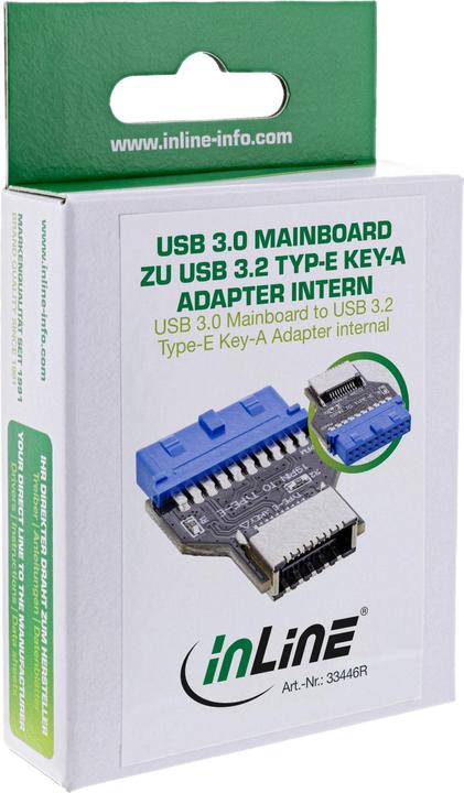Produktbild InLine USB 3.0 Mainboard zu USB 3.2 Typ-E Key-A Adapter intern