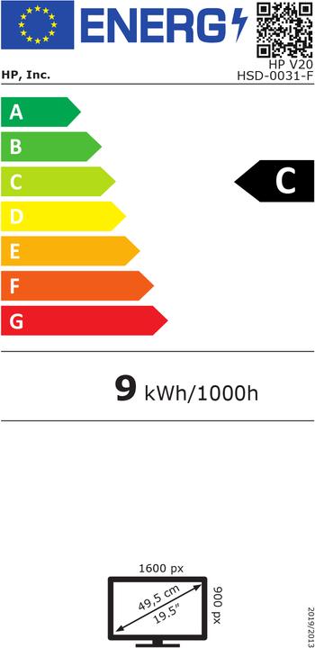 Energie-Label HP V20 (1600 x 900 Pixel, 19.50")