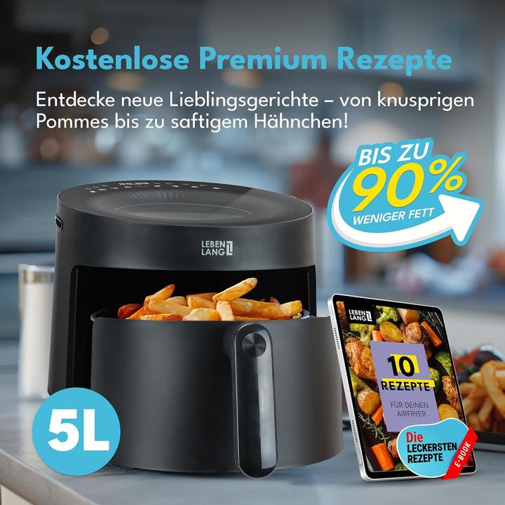 Produktbild Lebenlang Heissluftfritteuse mit 8 Programmen (5L, 1500W)