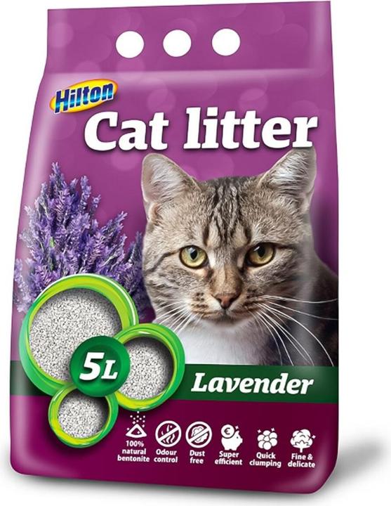 Hilton Bentonite Lavande Litière agglomérante pour chats - 5 l (Agglomérant, Absorption rapide, Parfumé)