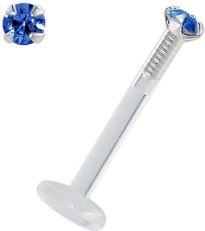 Bijouteria Piercing für Lippe/Tragus (Bioplast, Silber 925, Swarovski Kristall)