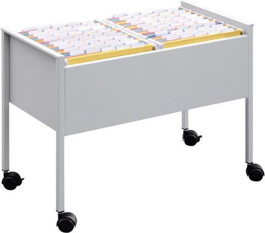 Actual product image Durable Suspension file trolley "Economy 100 DUO", silver metallic double row, epoxy resin coated fileboy (76 x 42.5 x 59.5 cm)