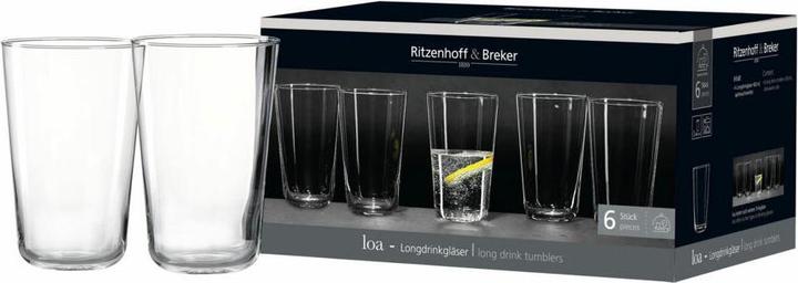 Produktbild Ritzenhoff & Breker Longdrinkglas LOA, 400 ml aus Kalk-Soda, spülmaschinenfest, Höhe: 130 mm (4 dl, 6 x, Longdrinkgläser)