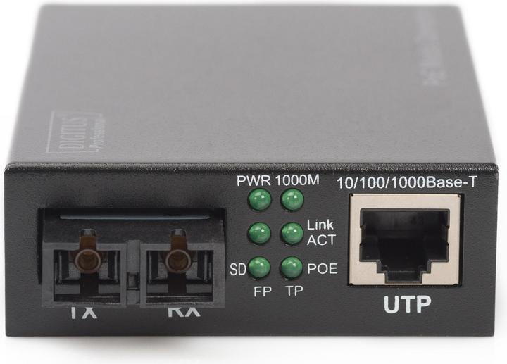 Produktbild Digitus PoE Media Converter Multimode 10/100/1000Base-T zu 1000Base-SX Inkl. Netzteil 30W SC connector Up... (Media Konverter)