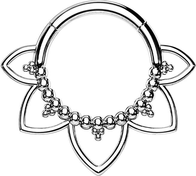 Star Piercing Micro Segmentring klappbar silber filigrane Herzen (Chirurgenstahl 316L, ohne Messing)