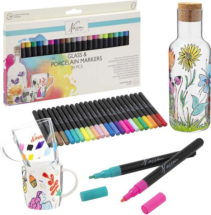 Actual product image Grafix Glass and porcelain markers, 24 pieces. (Multicoloured, 24 x)