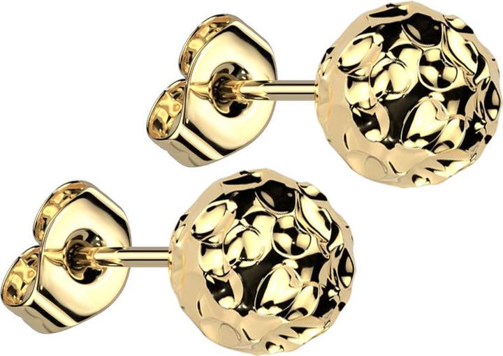 Star Piercing Ohrstecker vergoldet mit Kugel Hammerschlag (Chirurgenstahl 316L, ohne Messing)