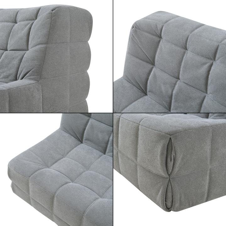 Actual product image En.Casa Bodensessel mit Fusshocker Koskyvn Textil Grau