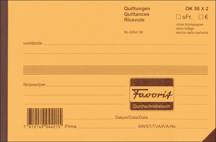 Immagine prodotto Favorit Ricevute del libro autocopiante con carta autocopiante (50 x)