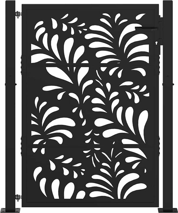 Immagine prodotto VidaXL Cancello da giardino nero 105x130 cm in acciaio con design a onda Cancello per recinzione da esterno