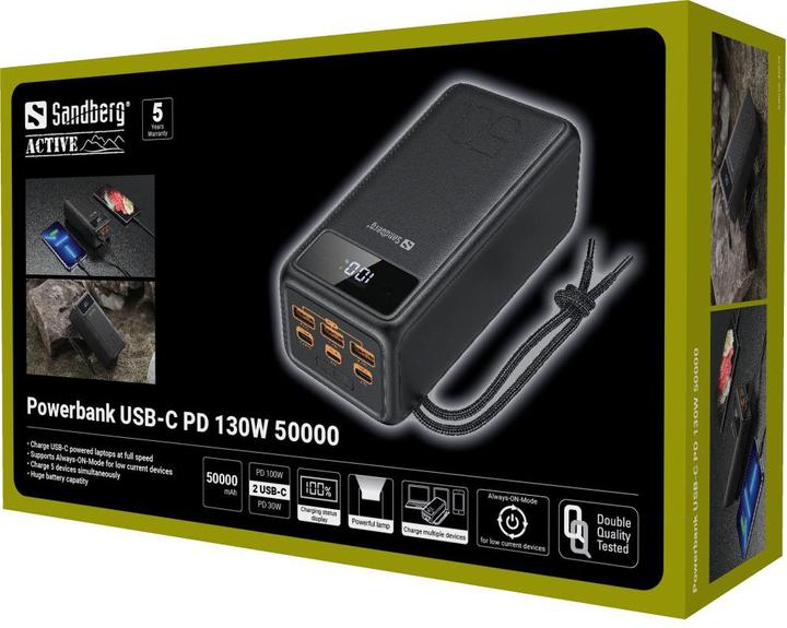 Immagine prodotto Sandberg Powerbank USB-C PD 130W 50000 (50000 mAh, 100 W, 185 Wh)