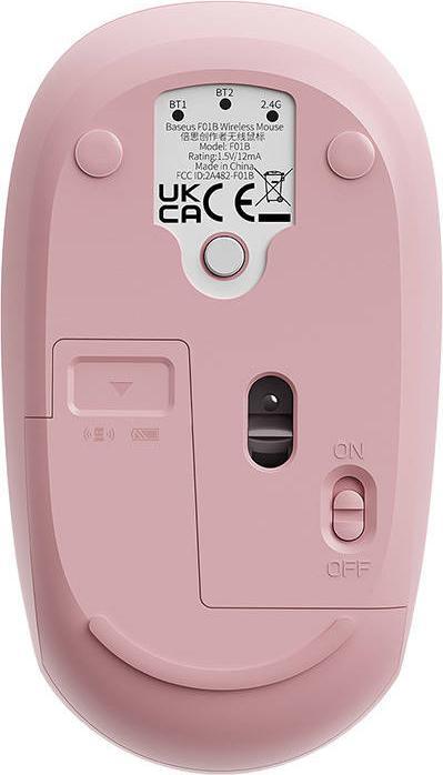 Image du produit Baseus Souris sans fil F01B tri-mode 2,4 G BT5.0 1600 DPI (rose) (Sans fil)