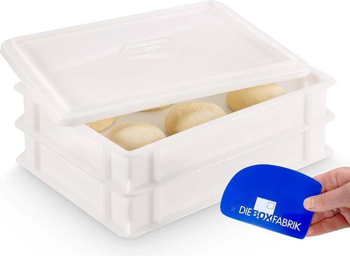 Die Boxfabrik Pizzaballenbox für Pizzateig (2 Boxen + 1 Deckel)