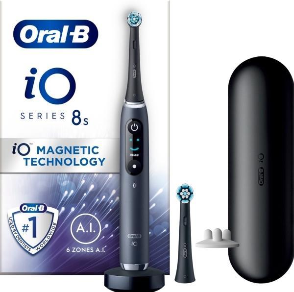 Oral-B iO Series 8s Elektrische Zahnbürste, schwarz (Oszillierende Zahnbürste)