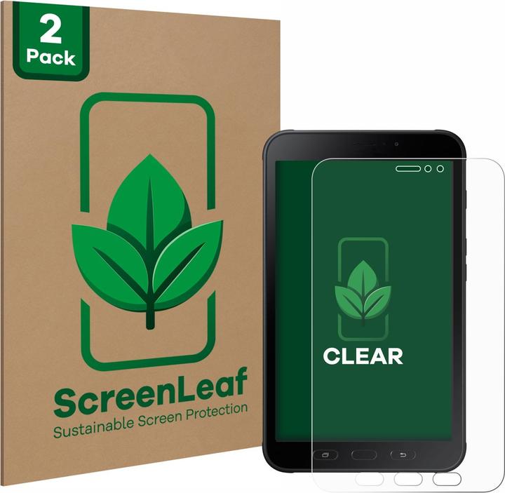 Produktbild ScreenLeaf Schutzfolie nachhaltiger Displayschutz Displayschutzfolie Folie Klar Transparent (2 Stück, Galaxy Tab Active 2)