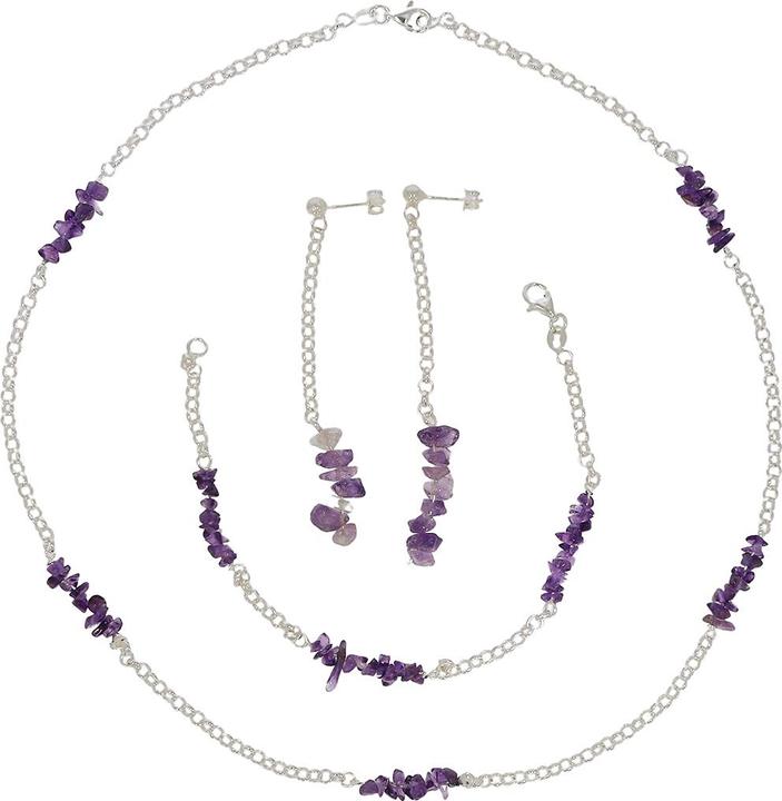 Immagine prodotto Xen Set con collana, bracciale e orecchini ametista XSET122 (Argento 925, 45 cm)