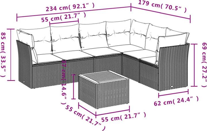 Produktbild VidaXL Gartenmöbel Sofa Garnitur Gartengarnitur Garten Sitzgruppe 7-tlg. Beige