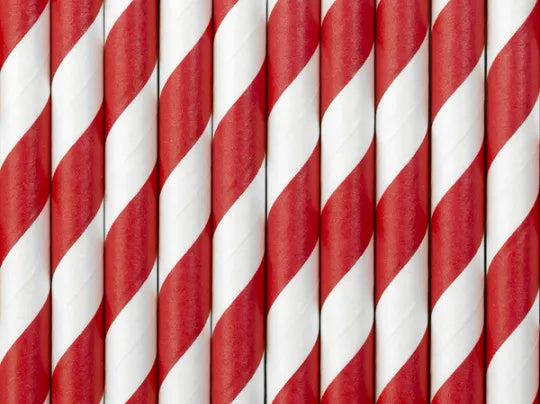 Actual product image Partydeco Red and white striped paper straw (10 x)