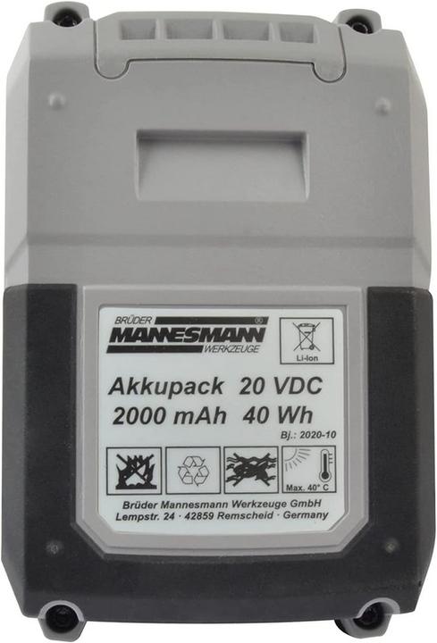 Actual product image Mannesmann 20V 2.0AH battery for item M49530