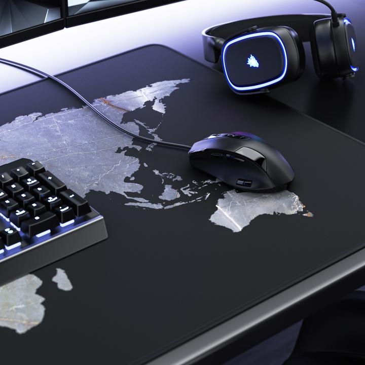 Actual product image Titanwolf Gaming mouse pad, XXXL speed mouse mat 1200 x 600 mm, speed & precision, world map marble (XXL)