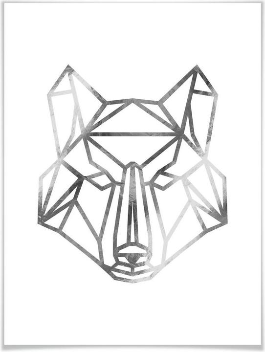Image du produit Trenddeko Loup origami - aspect argenté (80 x 100 cm)