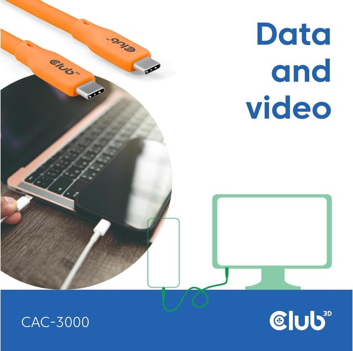 Produktbild Club 3D USB C — USB C (2 m, USB 4.0, 240 W)