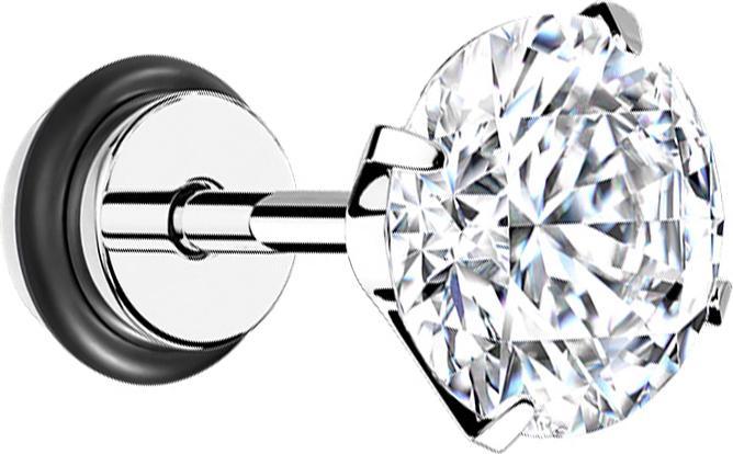 Star Piercing Fake Plug silber Kristall silber mit O-Ring (Chirurgenstahl 316L)