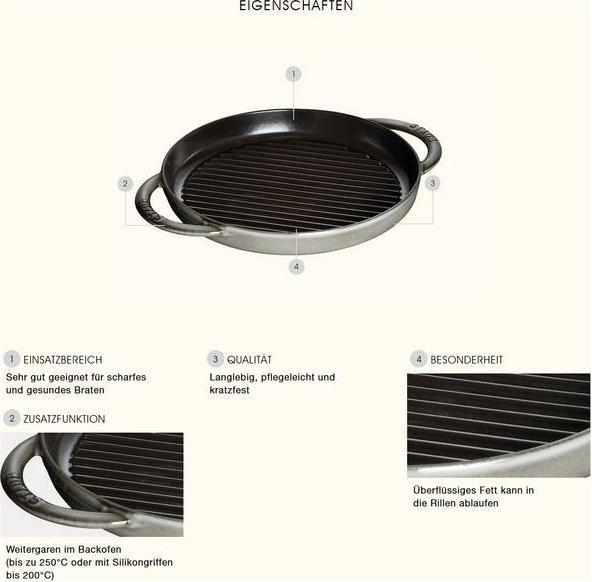 Image du produit Staub Poêle à griller (34 cm, Poêle à grillades, Fonte)