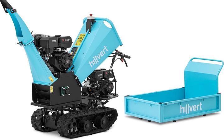 Produktbild Hillvert Gartenhäcksler Häcksler Schredder Holzhäcksler Benzin 15 PS 3600 U/min auf Raupe